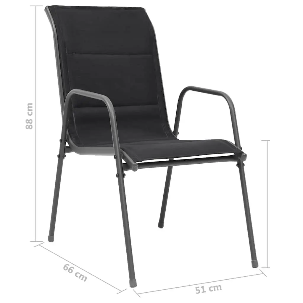 Black Outdoor Stackable Dining Chairs Set of 6
