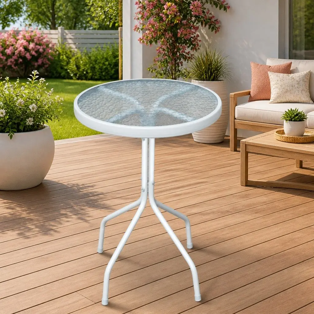 Grey Round Bistro Table 50x71 cm for Outdoor Use