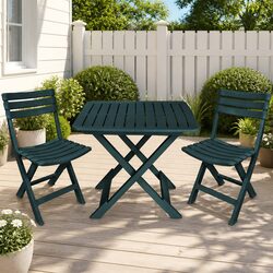 3 Piece Green Folding Bistro Set for Outdoor Dining