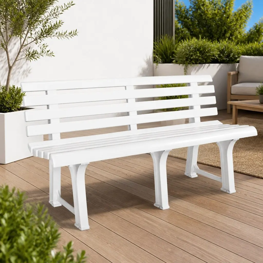 Garden Bench 145.5 cm White Plastic Seating