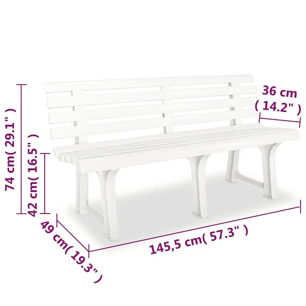 Garden Bench 145.5 cm White Plastic Seating