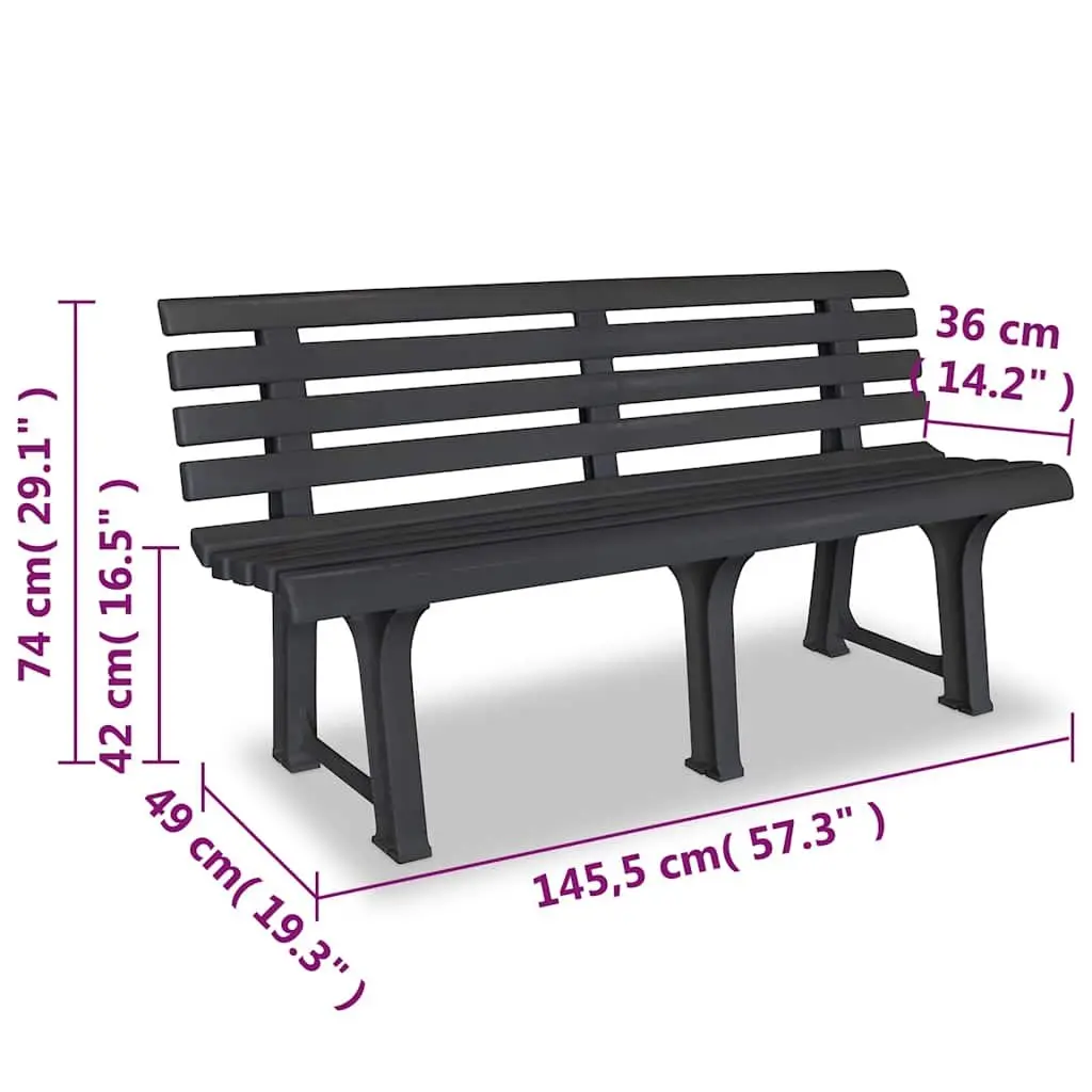 Garden Bench Plastic 145.5 cm Anthracite