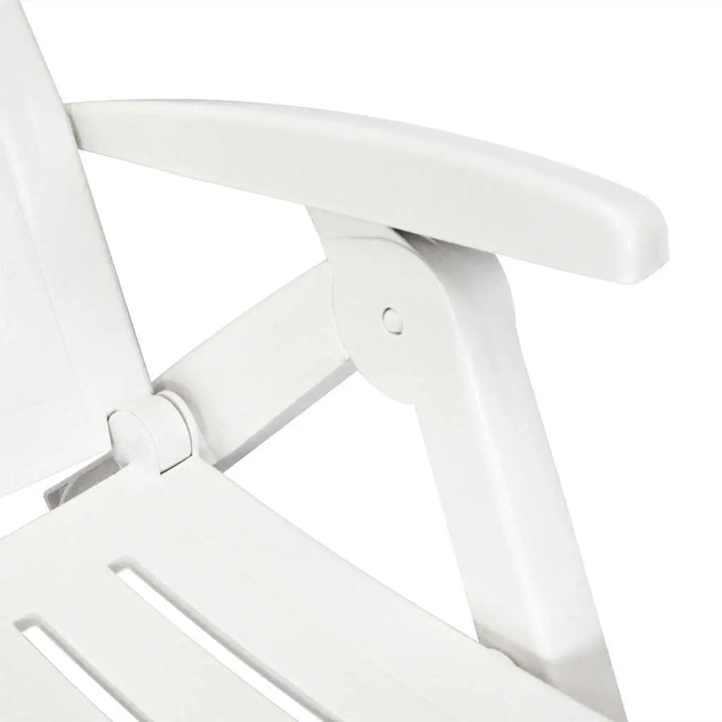 Sun Lounger Plastic Folding Reclining Deck Chair Outdoor Garden Patio White