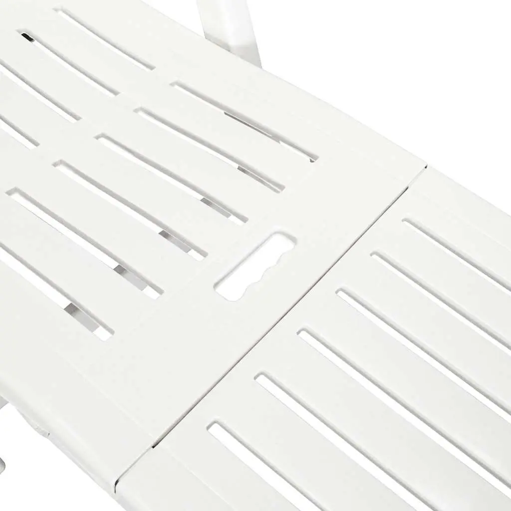 Sun Lounger Plastic Folding Reclining Deck Chair Outdoor Garden Patio White