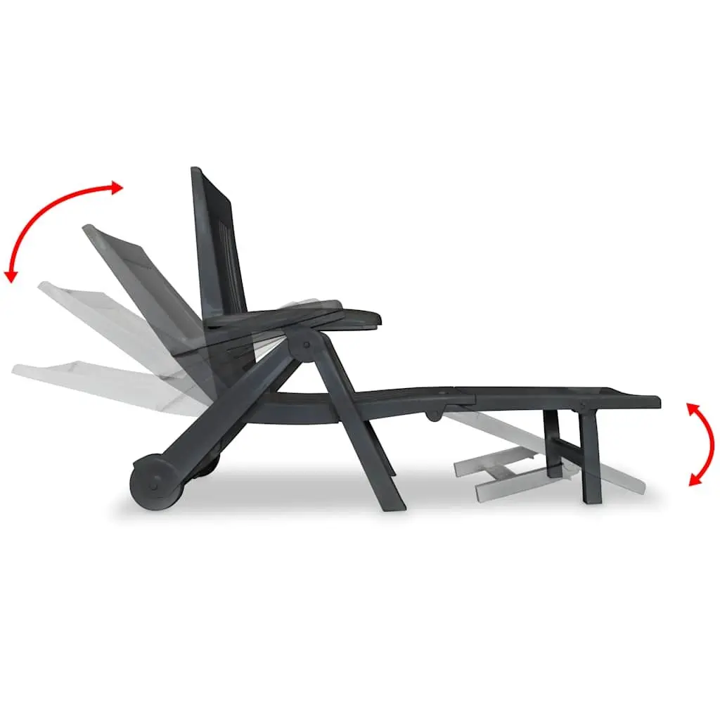 Sun Lounger Plastic Anthracite Outdoor Reclining Chaise with Footrest