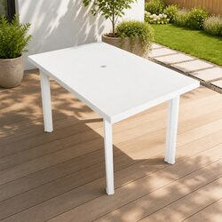 Weather-Resistant Plastic Outdoor Dining Table White