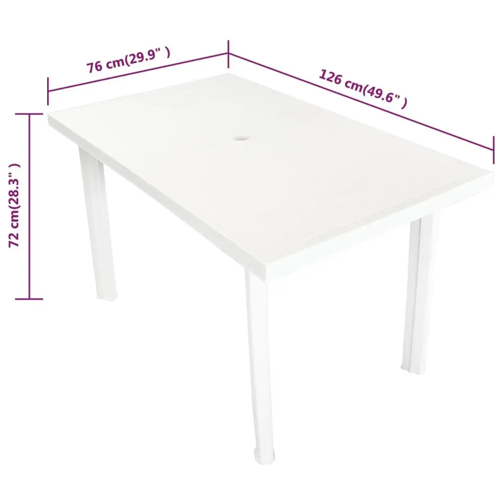 Weather-Resistant Plastic Outdoor Dining Table White