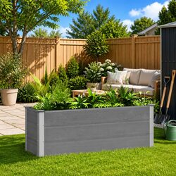 Durable Garden Raised Bed Planter 150x50x54cm Grey
