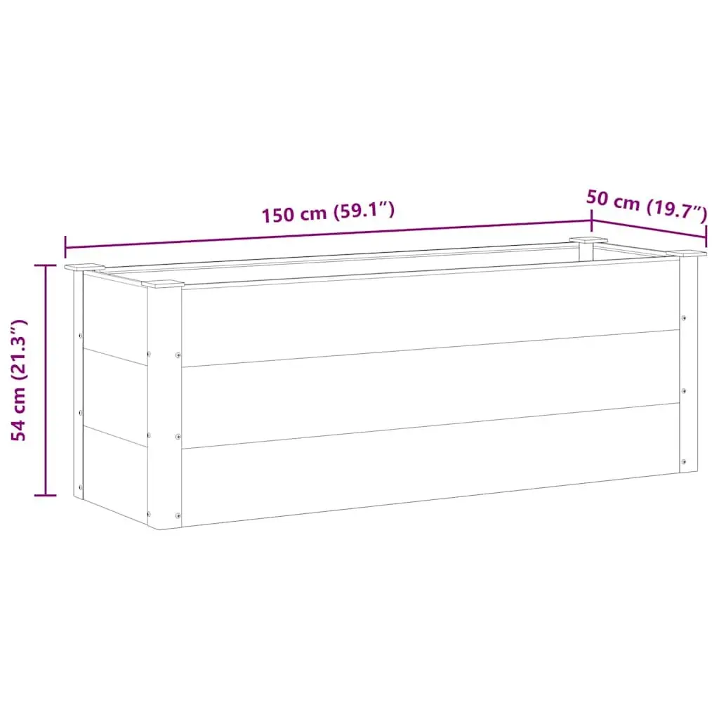 Garden Raised Bed Planter 150x50x54cm Grey