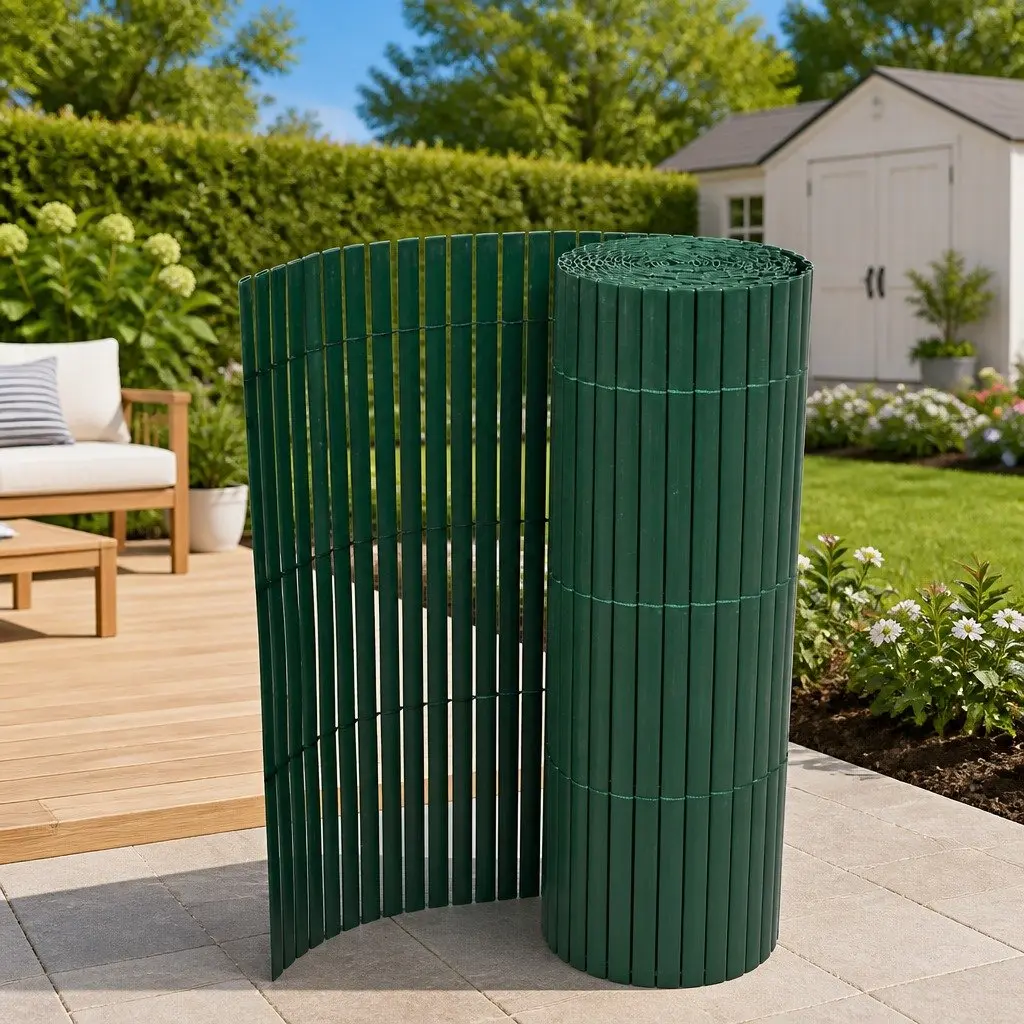 Double-Sided PVC Garden Fence Panel in Green