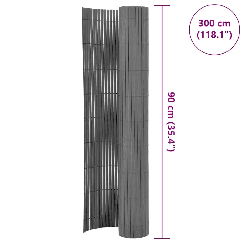 Double-Sided PVC Garden Fence Panel in Grey