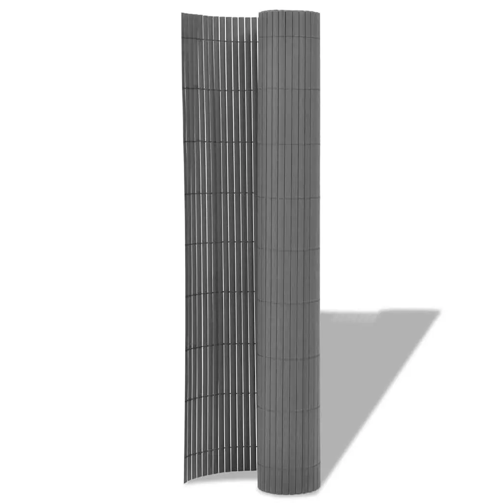 Double-Sided Garden Fence Panel PVC 150x500 cm Grey