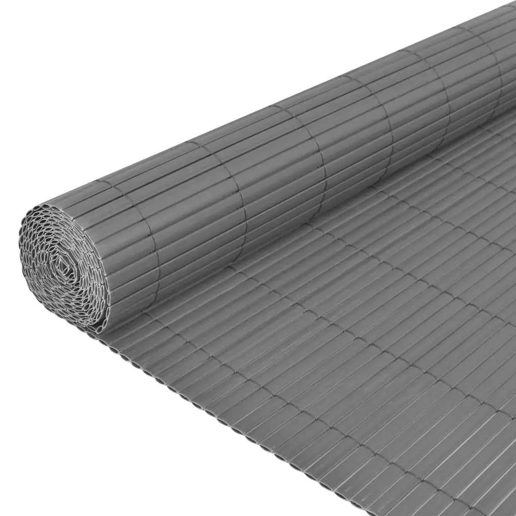 Double-Sided Garden Fence Panel PVC 150x500 cm Grey