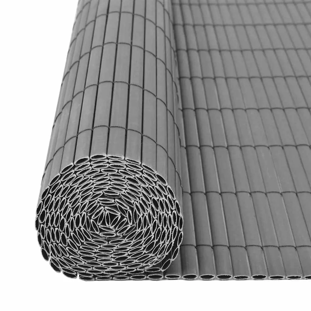 Double-Sided Garden Fence Panel PVC 150x500 cm Grey