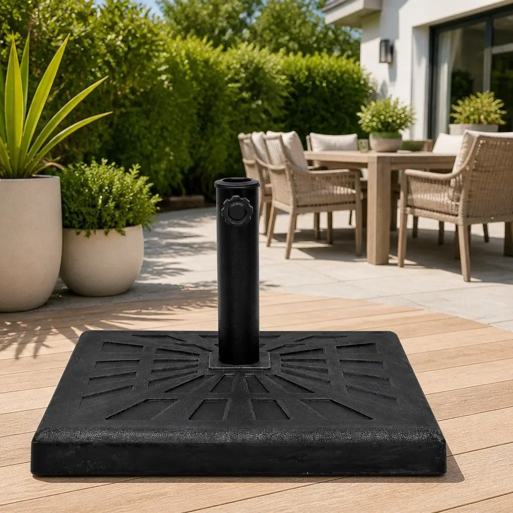 Weather-Resistant Resin Square Parasol Base with Locking Bolt