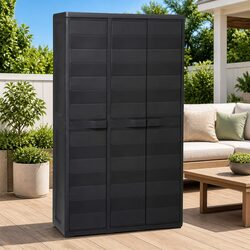 Durable Black Garden Storage Cabinet with 4 Shelves