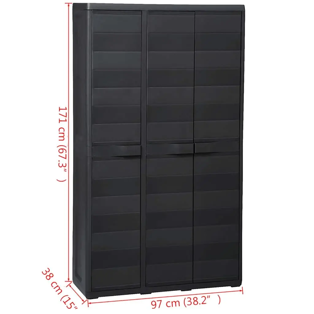 Black Garden Storage Cabinet with 4 Shelves