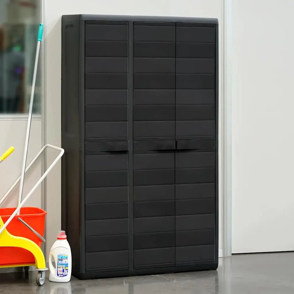 Black Garden Storage Cabinet with 4 Shelves