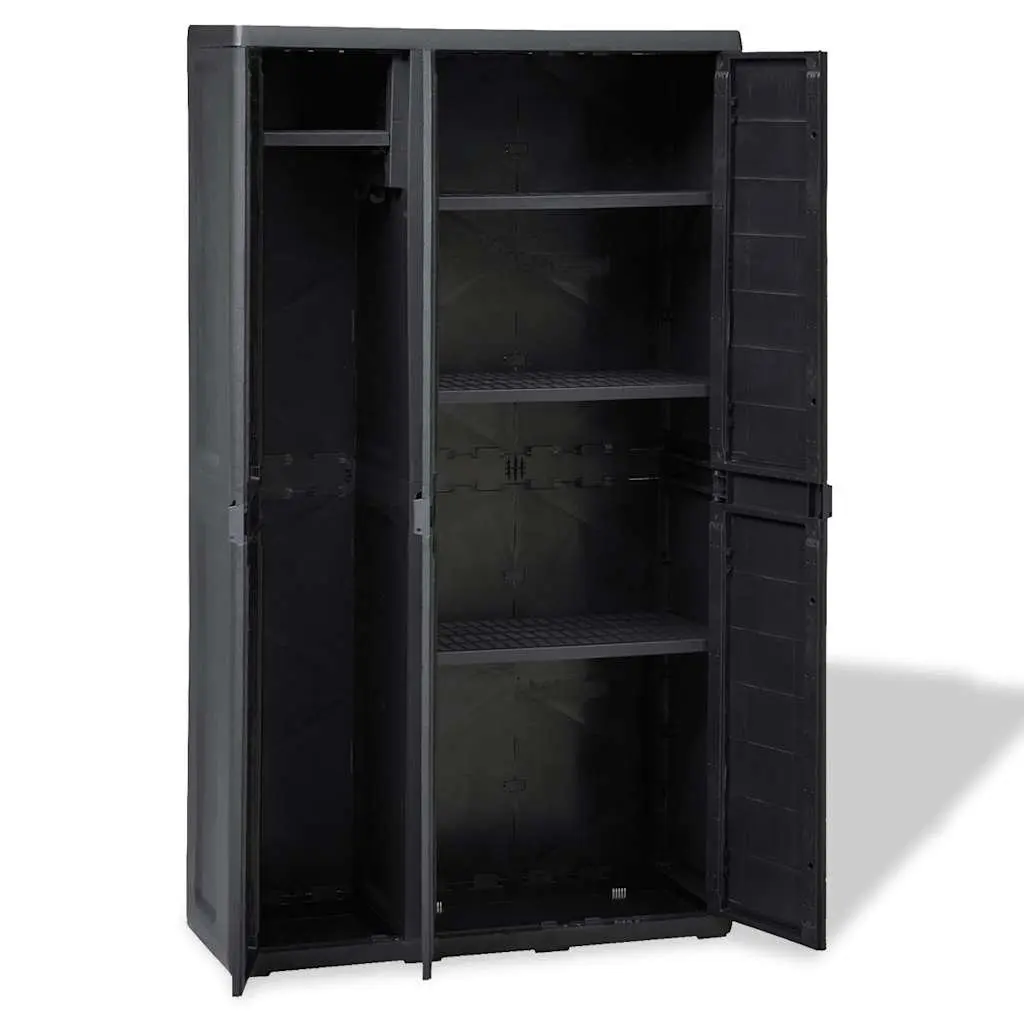 Black Garden Storage Cabinet with 4 Shelves