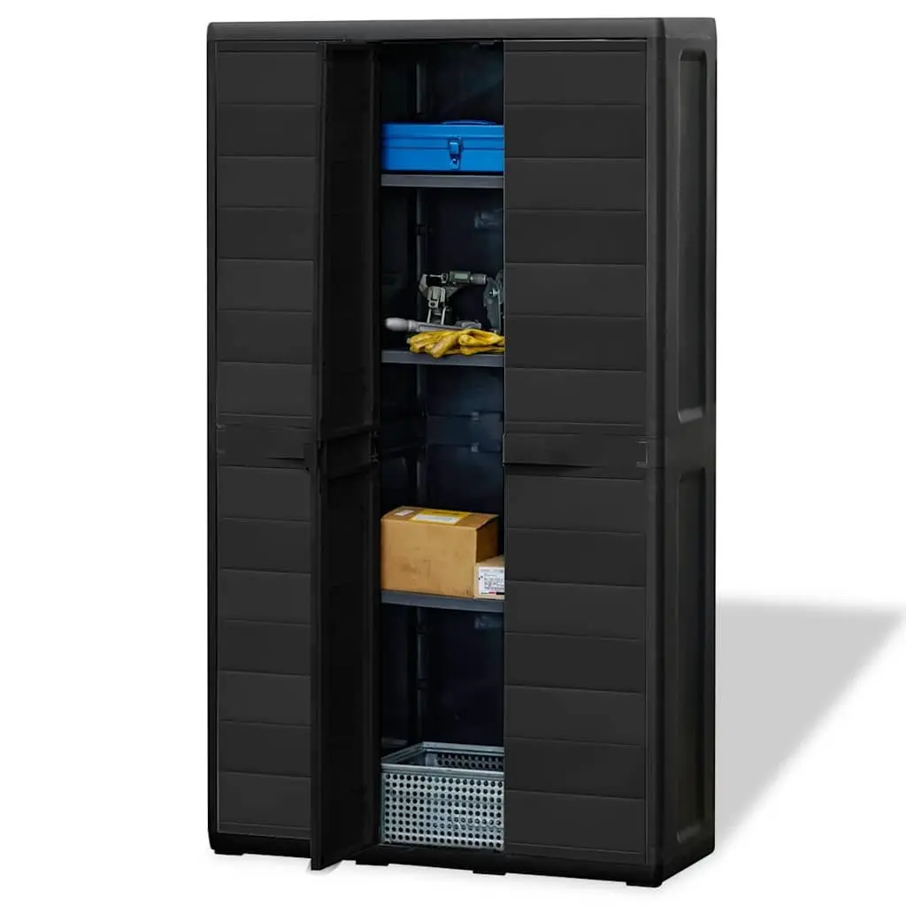 Black Garden Storage Cabinet with 4 Shelves