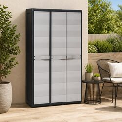Durable 4-Shelf Garden Storage Cabinet in Grey
