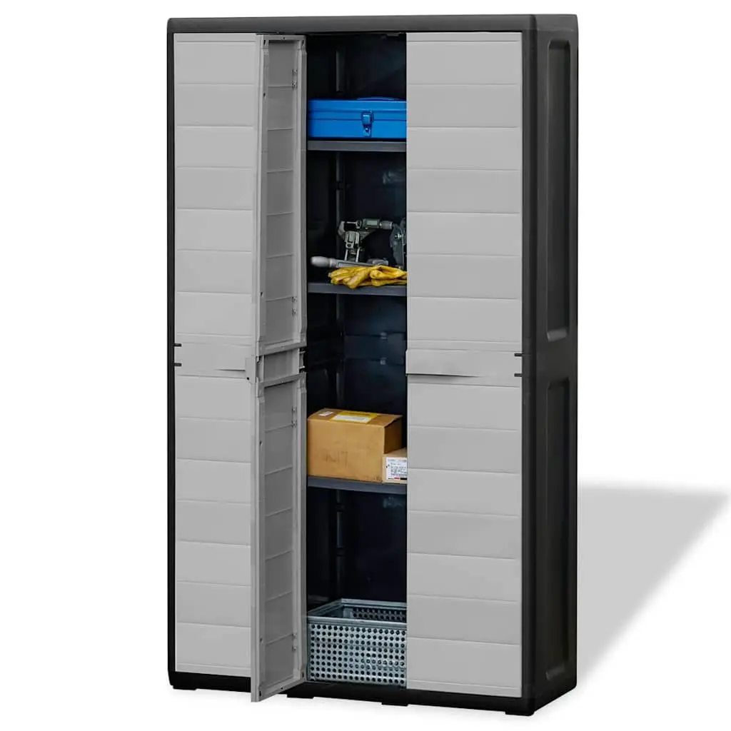 4-Shelf Garden Storage Cabinet in Grey