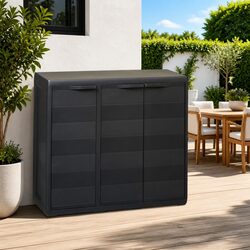 Sturdy Black Garden Storage Cabinet with Adjustable Shelves