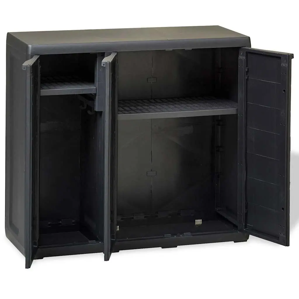 Black Garden Storage Cabinet with Adjustable Shelves