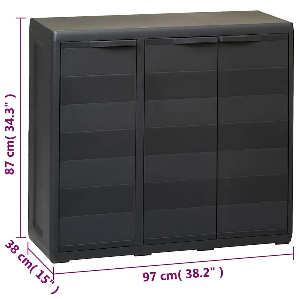 Black Garden Storage Cabinet with Adjustable Shelves