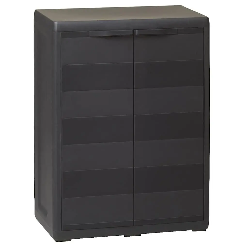 Garden Storage Cabinet Black Outdoor Patio Shed Organiser with Adjustable Shelf