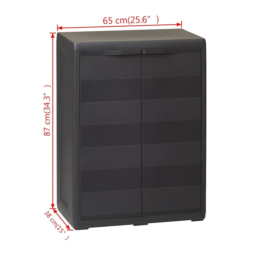 Garden Storage Cabinet Black Outdoor Patio Shed Organiser with Adjustable Shelf