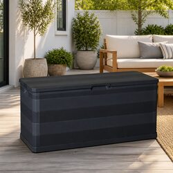 Durable Black Garden Storage Box for Outdoor Spaces 117x45x56cm