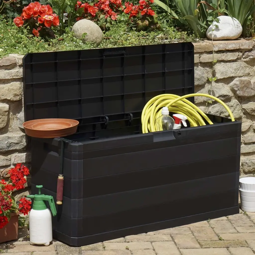Black Garden Storage Box for Outdoor Spaces 117x45x56cm