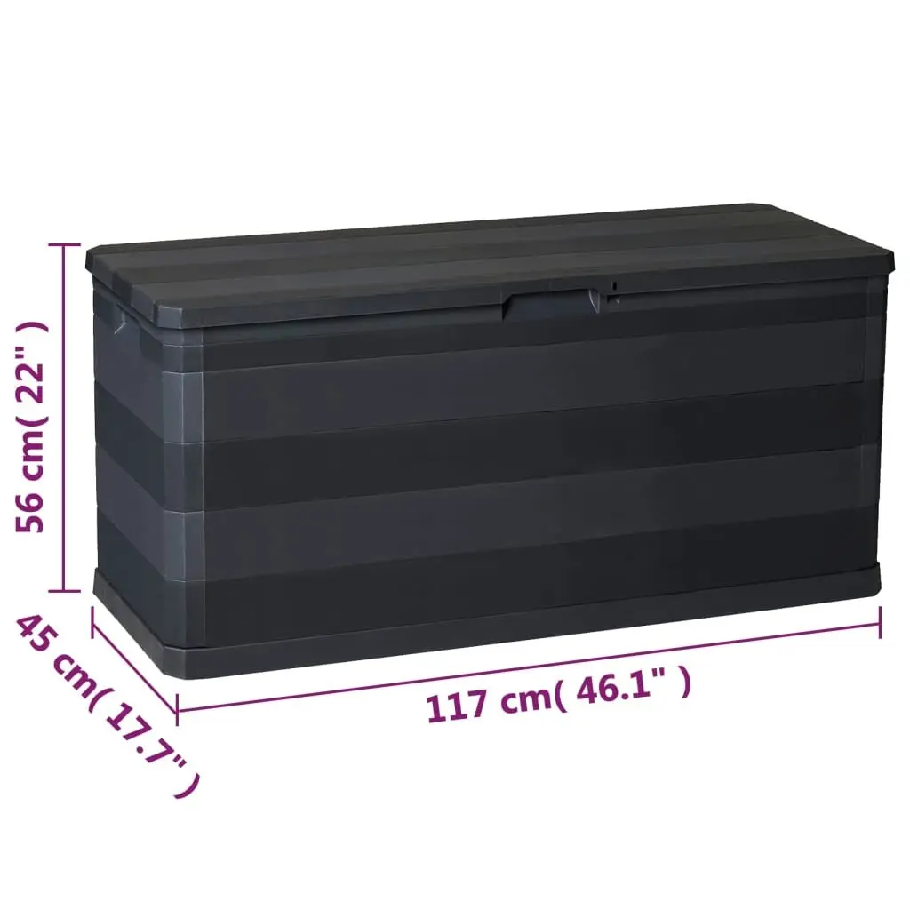 Black Garden Storage Box for Outdoor Spaces 117x45x56cm