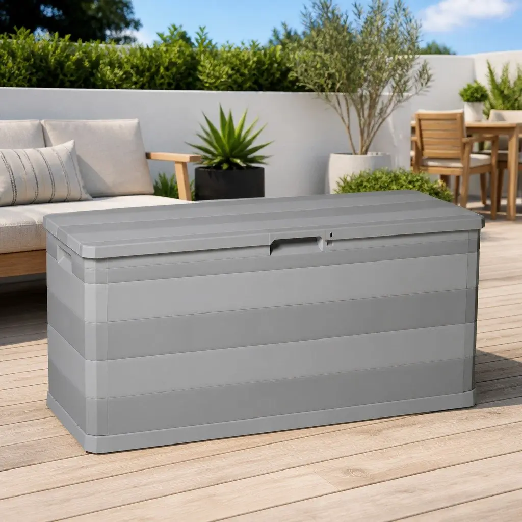 Grey Garden Storage Box for Outdoor Spaces