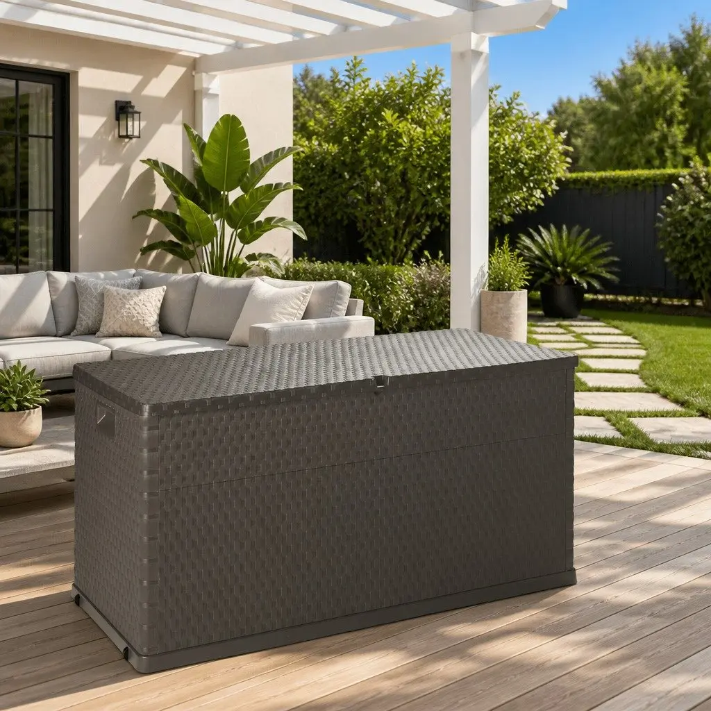 Brown Garden Storage Box for Outdoor Use