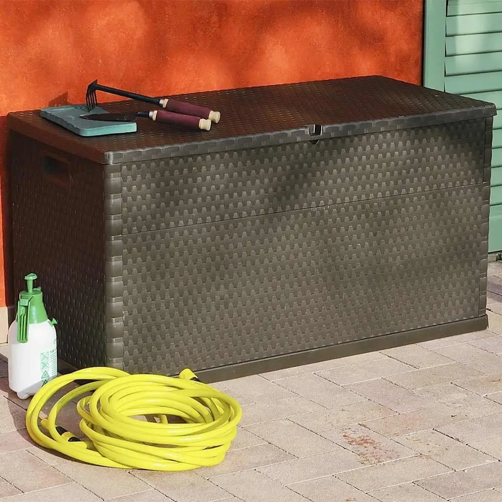 Brown Garden Storage Box for Outdoor Use