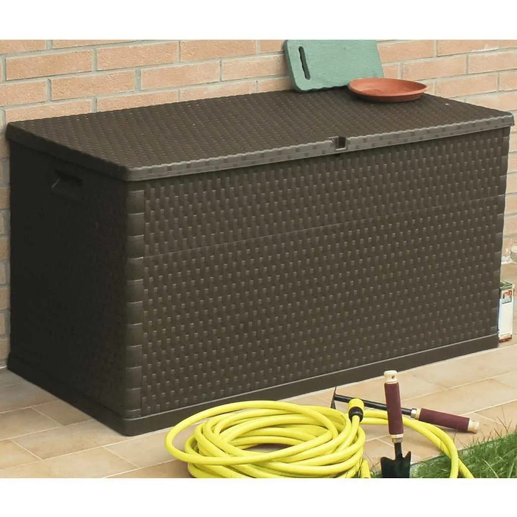 Brown Garden Storage Box for Outdoor Use