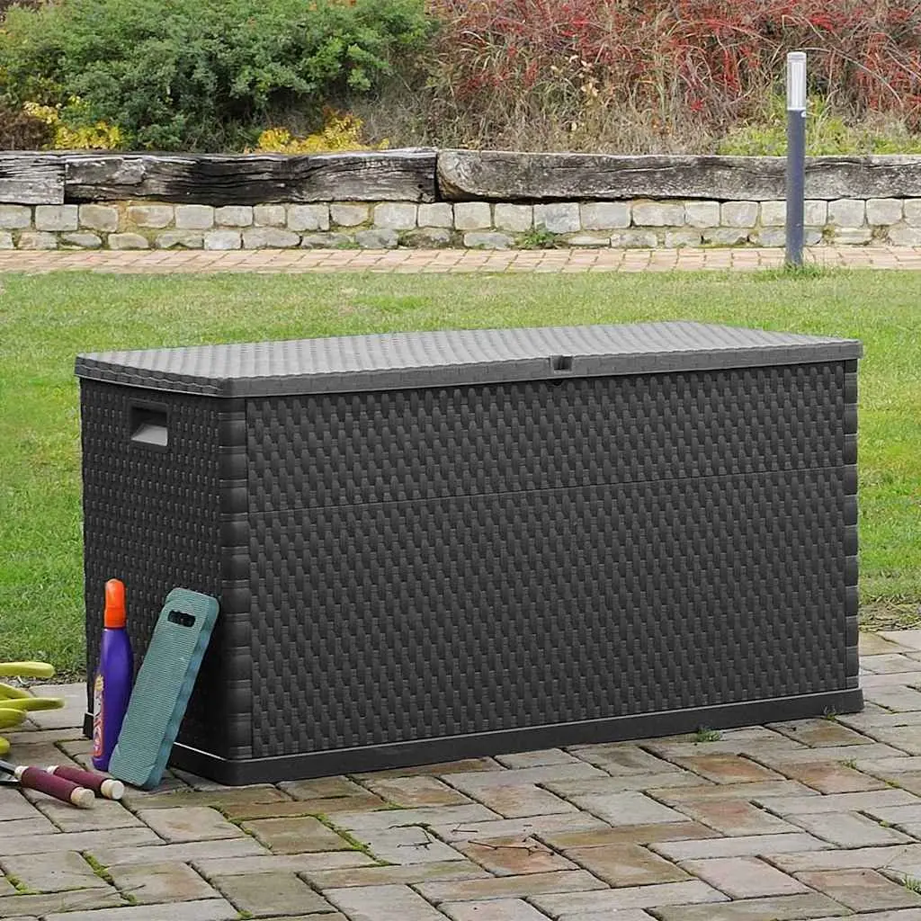 Outdoor Storage Box Polypropylene Rattan 120x56x63cm Anthracite