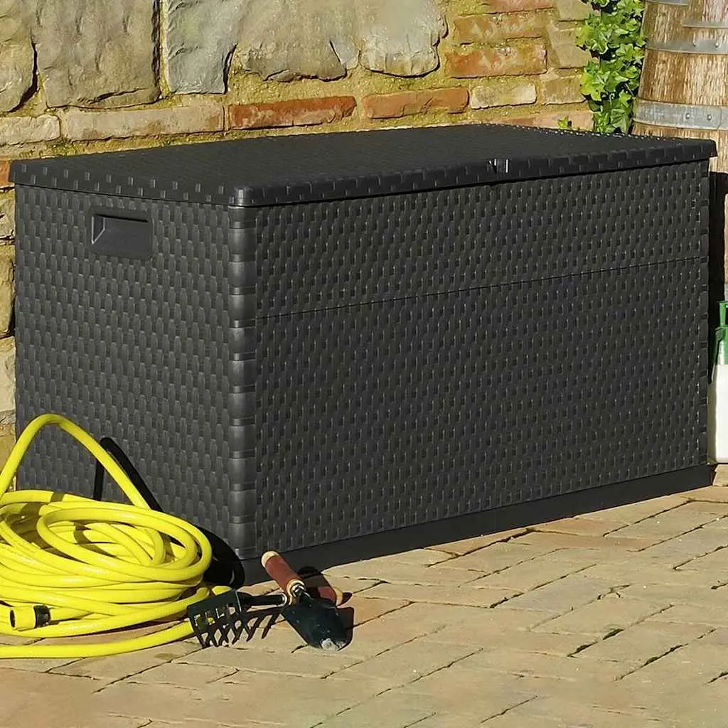 Outdoor Storage Box Polypropylene Rattan 120x56x63cm Anthracite