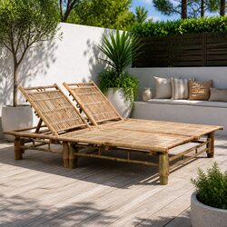 Sturdy 2-Person Sun Lounger with Adjustable Backrests