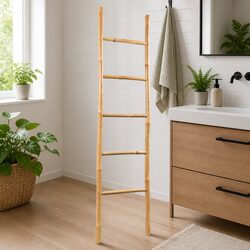 Freestanding Bamboo Towel Ladder with 5 Rungs - 150cm