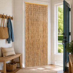 Bamboo Door Curtain Insect Screen Brown 56x185 cm Entrance Privacy Heat