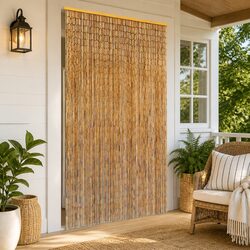 High-Quality Bamboo Door Curtain Brown 100x220 cm