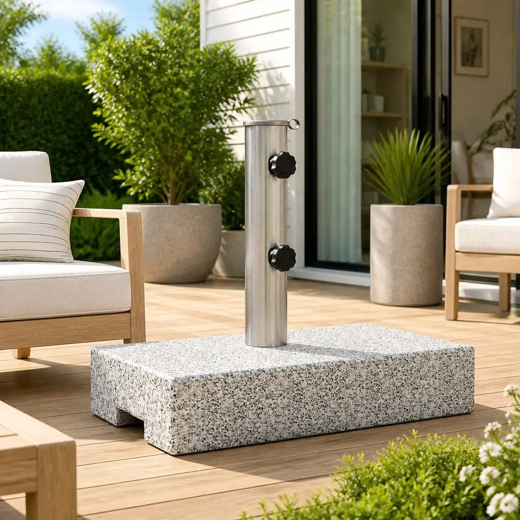 Heavy Duty Grey Rectangular Granite Parasol Base 25kg