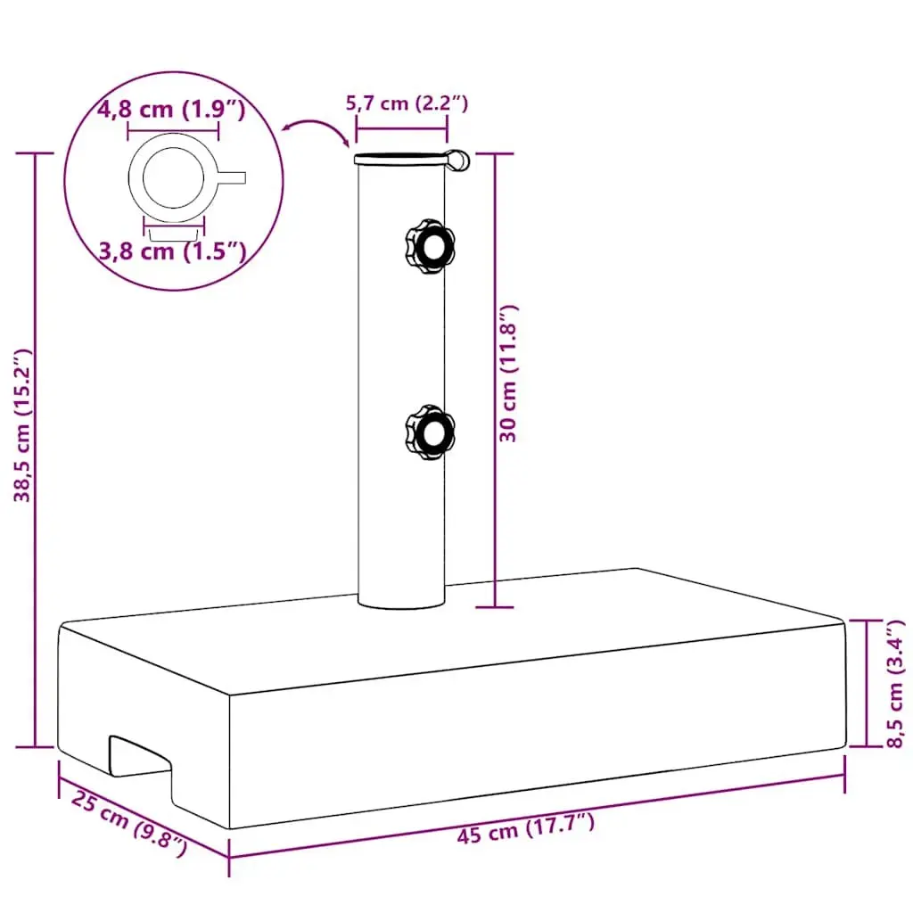 Heavy Duty Grey Rectangular Granite Parasol Base 25kg