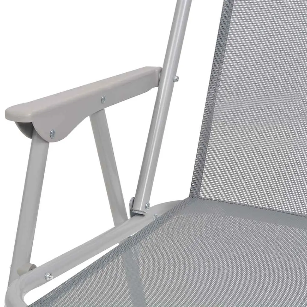 6 Piece Outdoor Dining Set Powder-coated Steel Textilene Tempered Glass Grey