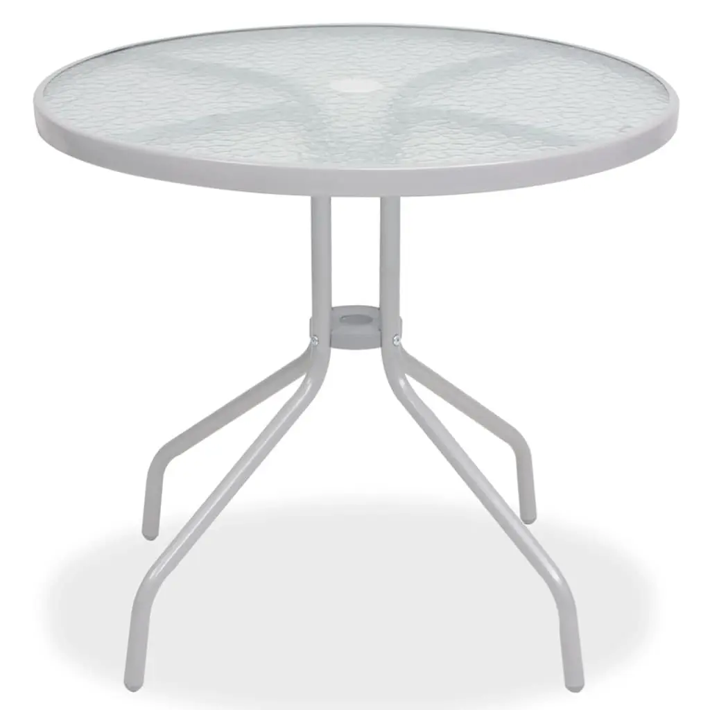 6 Piece Outdoor Dining Set Powder-coated Steel Textilene Tempered Glass Grey