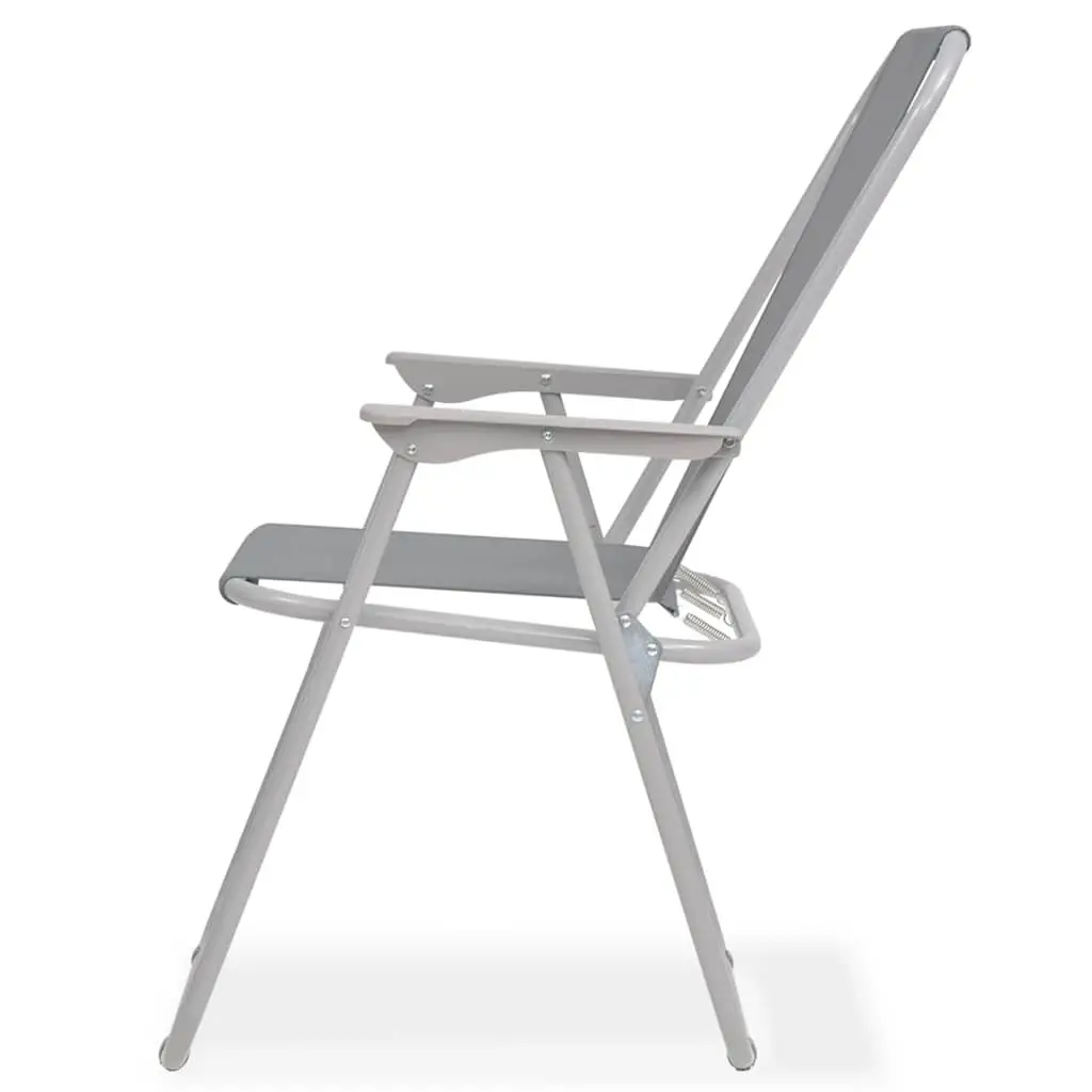 6 Piece Outdoor Dining Set Powder-coated Steel Textilene Tempered Glass Grey