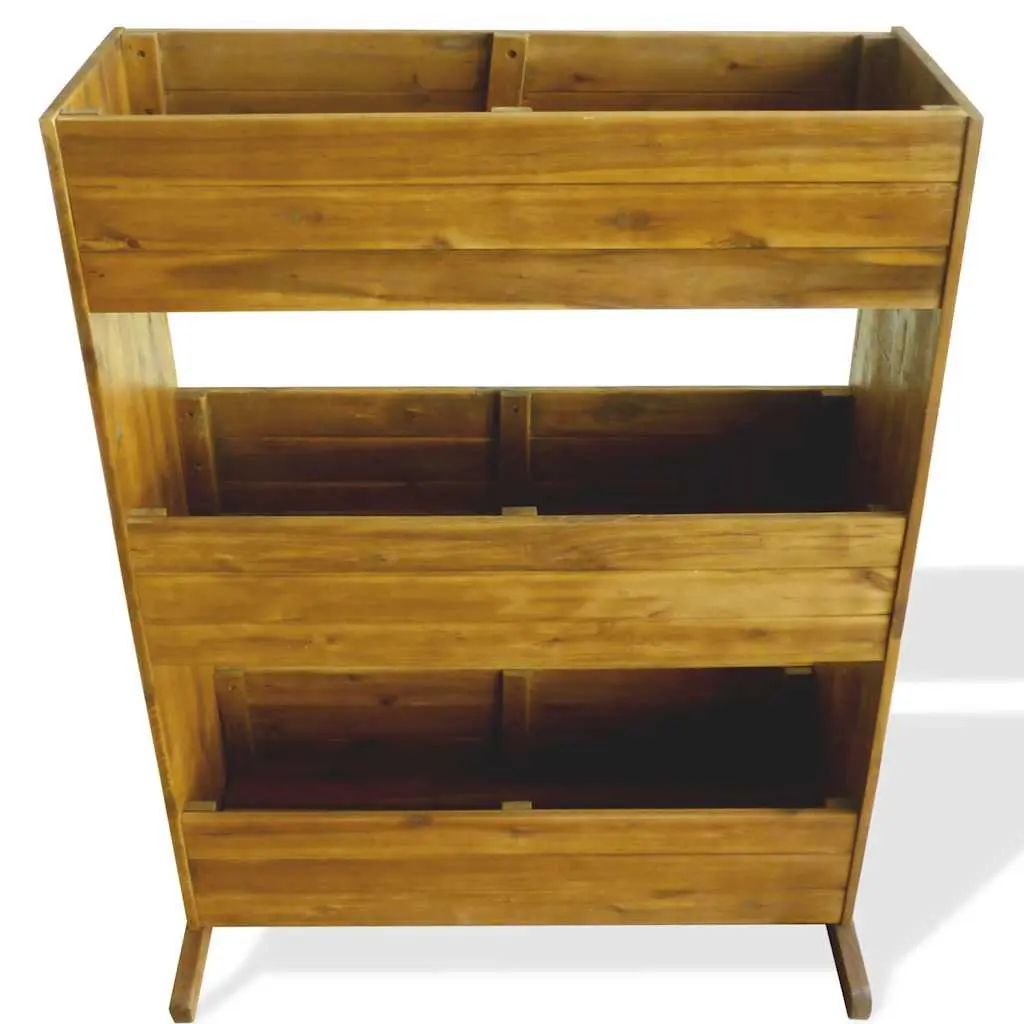 3-Tier Planter Box Solid Acacia Wood Brown Outdoor Garden
